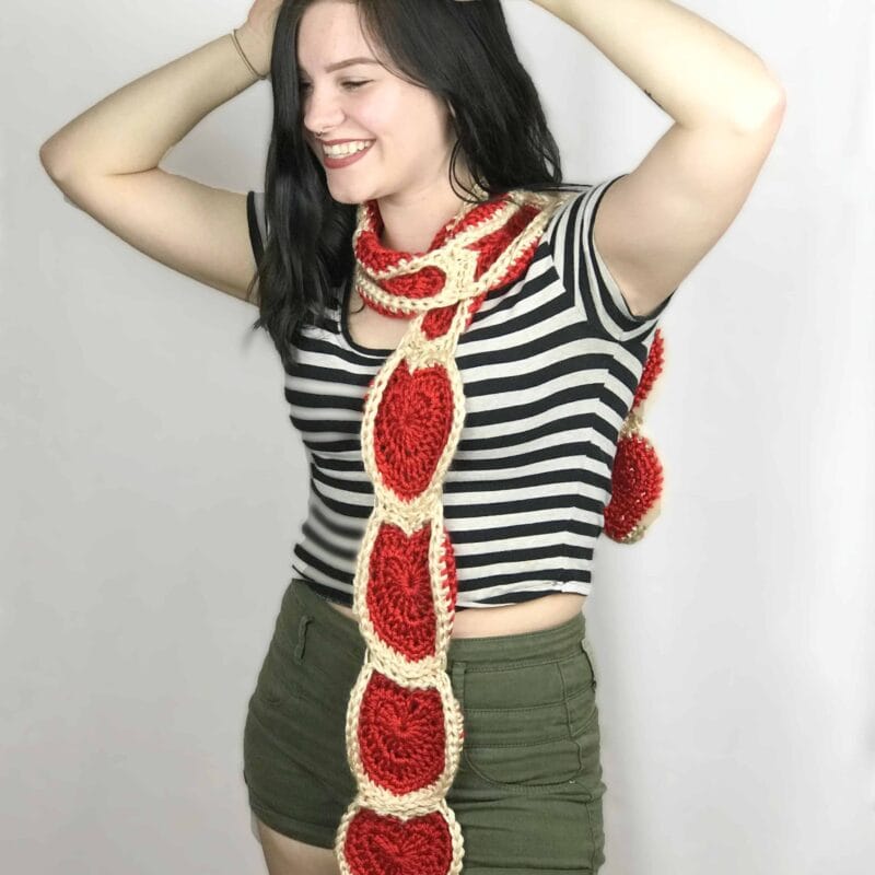 Free Crochet Heart Scarf Pattern