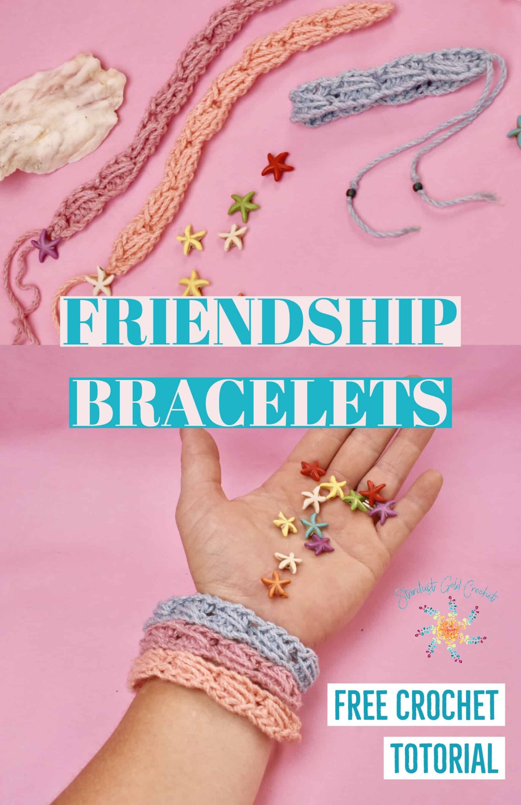 Crochet Friendship Bracelets Pattern  Beach Inspired - Stardust Gold  Crochet