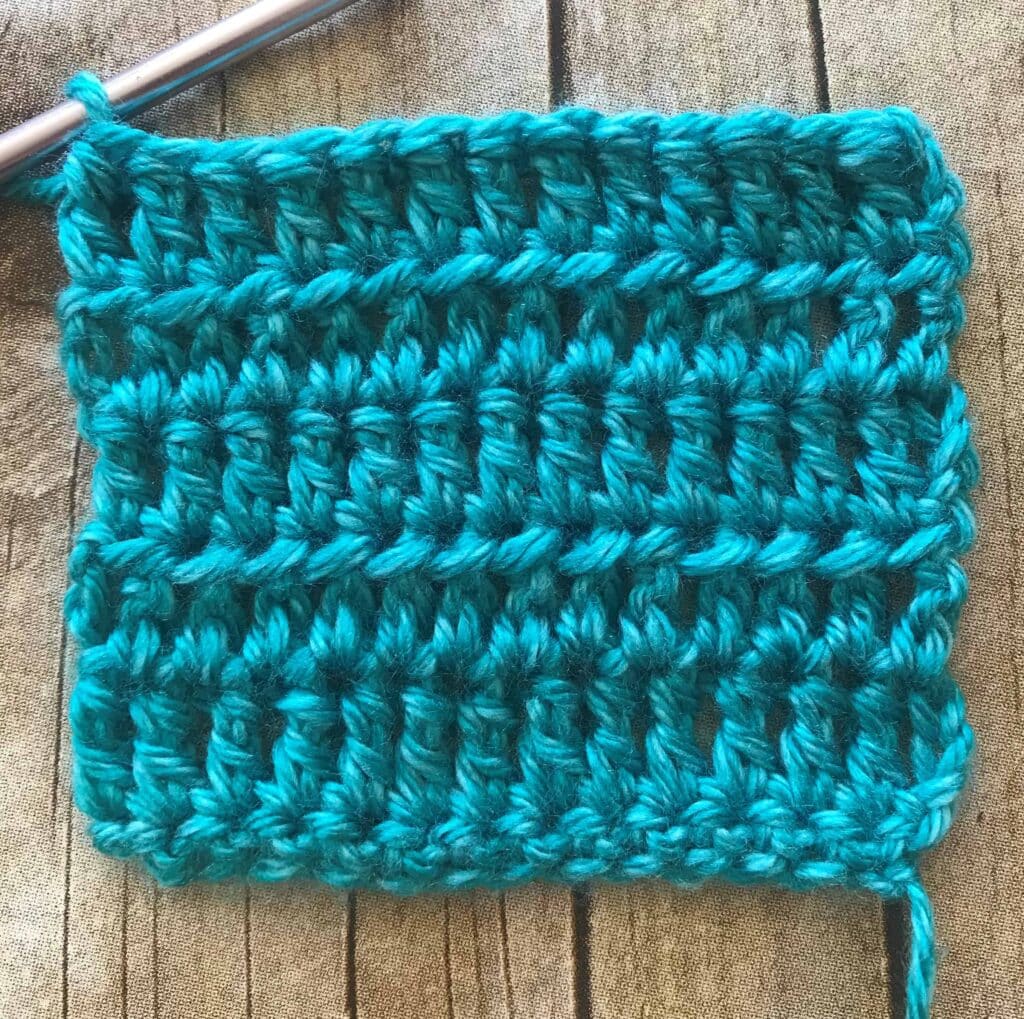 blue crochet swatch of the half treble crochet stitch