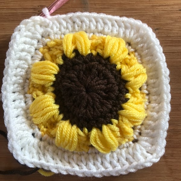 Round 7 sunflower afghan square crochet pattern tutorial