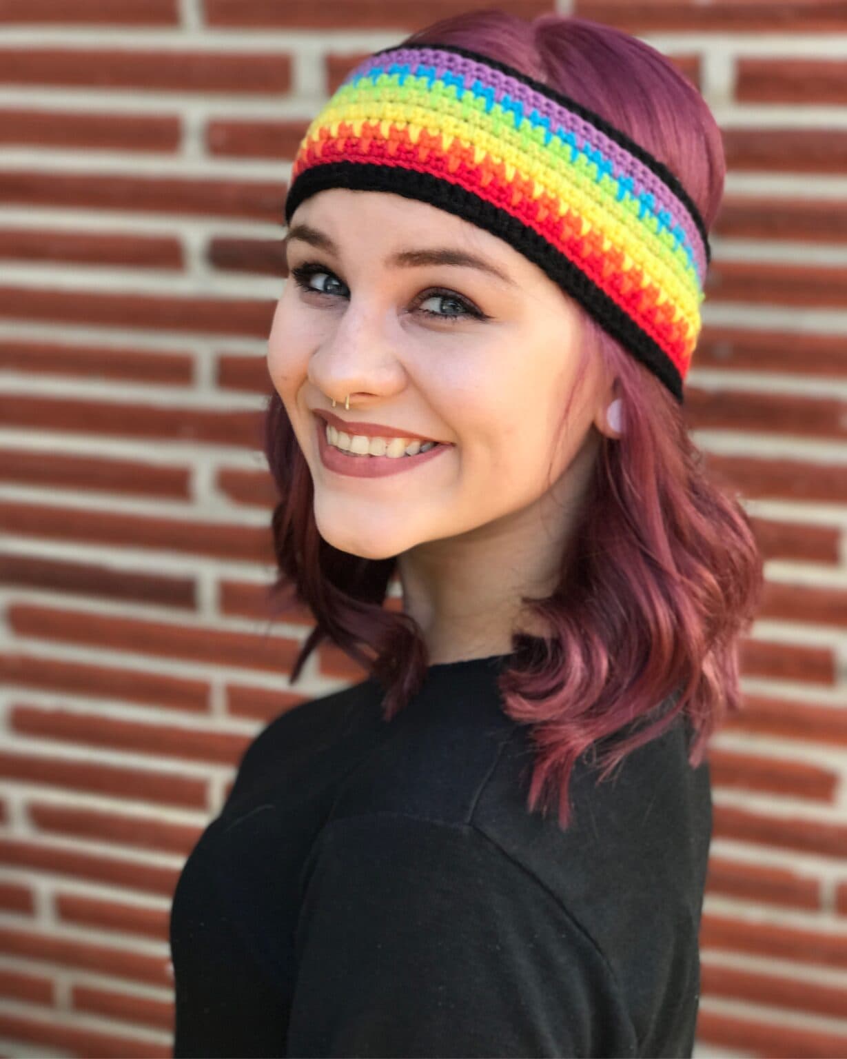 Rainbow Bright Headband Free Beginner Crochet Pattern Stardust Gold