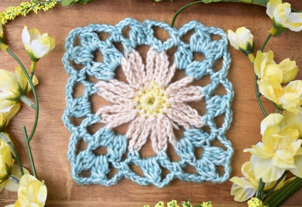 crochet daisy granny square tutorial