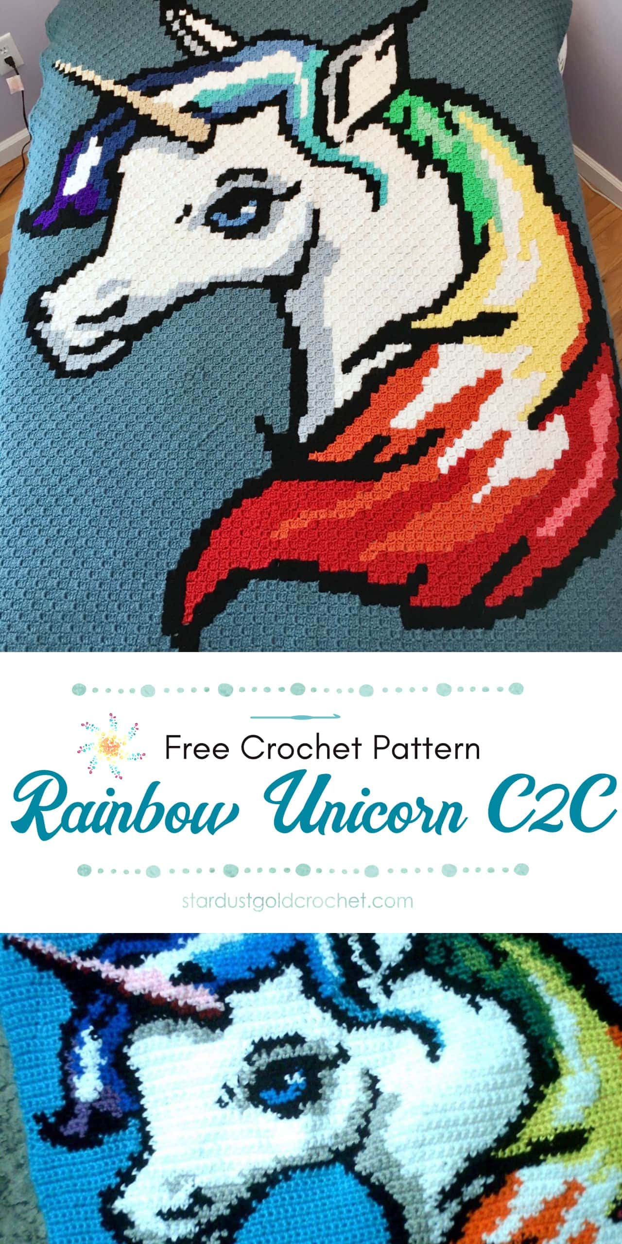 Rainbow Unicorn Graph by Stardust Gold Crochet PIN