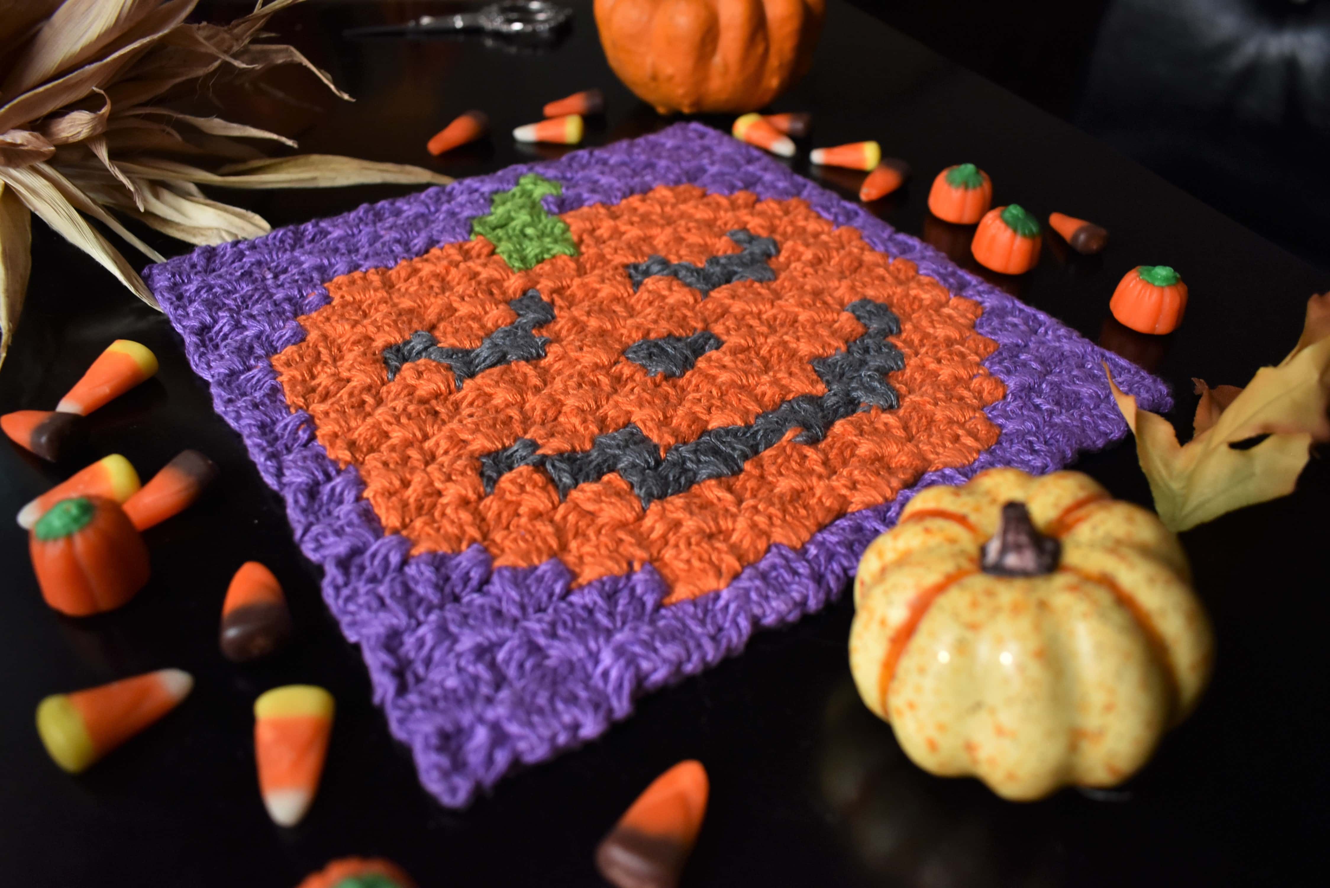 Halloween Pumpkin C2C Free Crochet Pattern | Part 1 of 8 Halloween ...