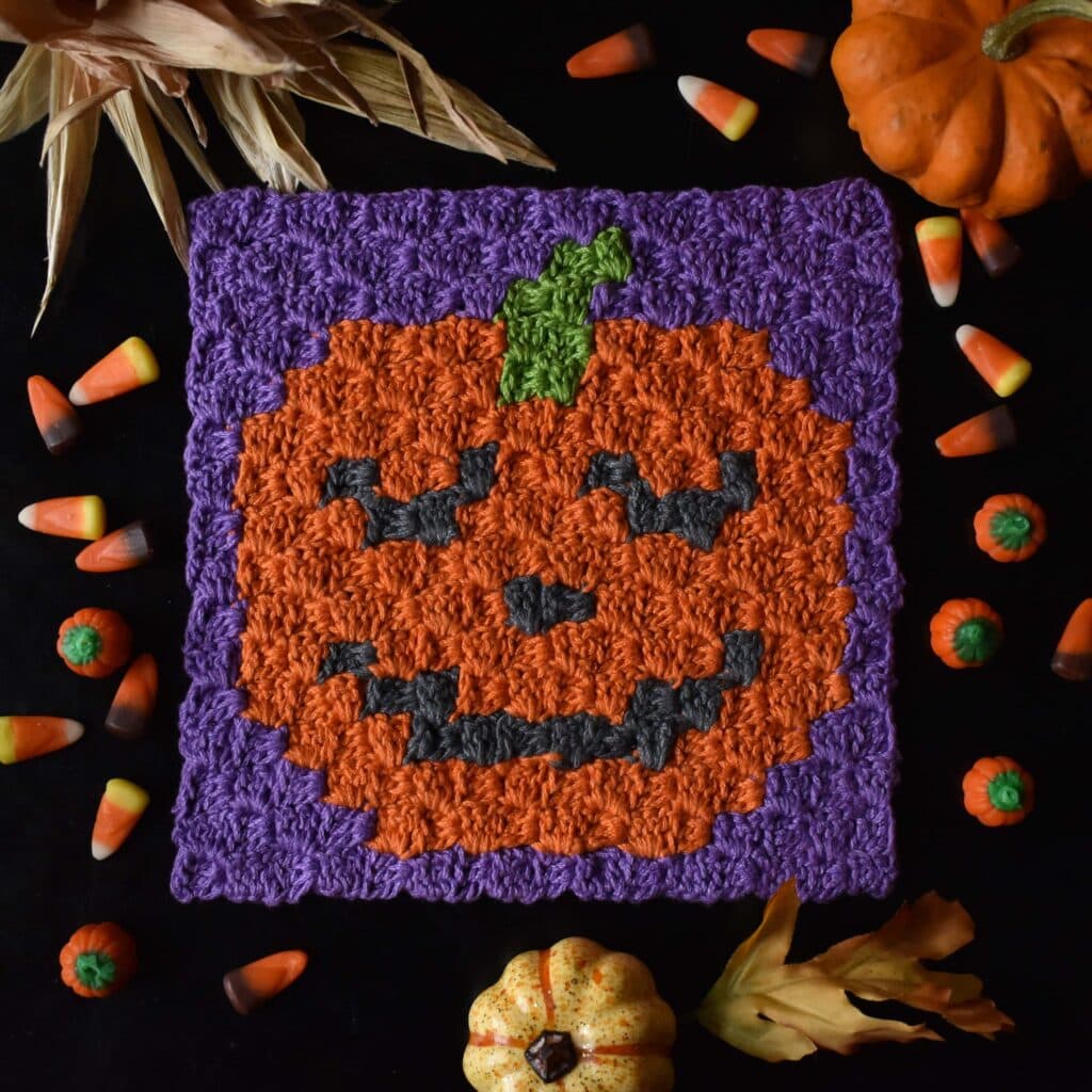 Halloween C2C Jack O Lantern Crochet Pattern