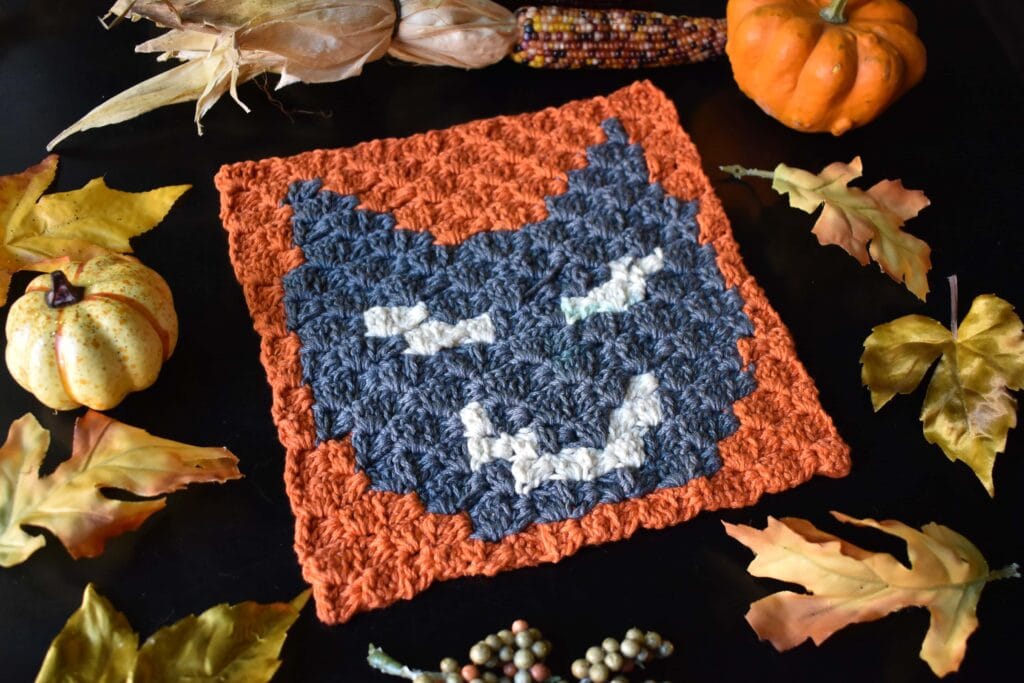 Black Cat C2C Crochet Pattern Square by Stardust Gold Crochet