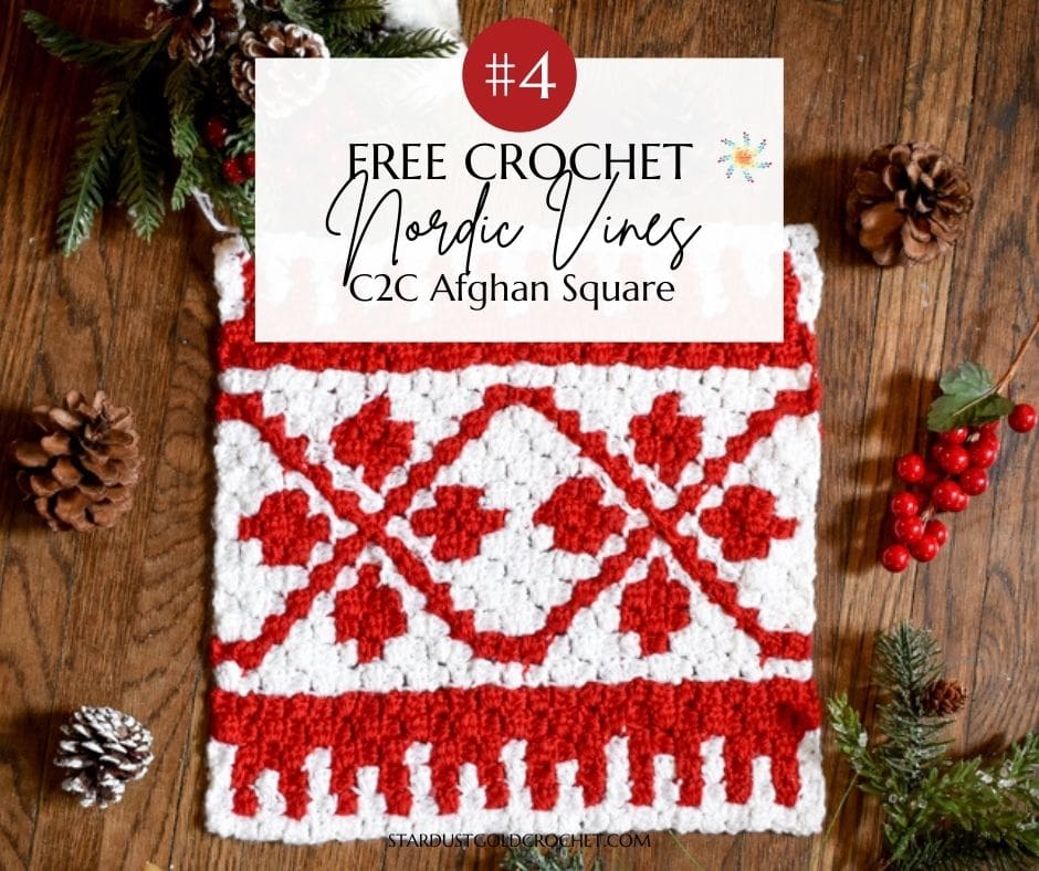 Nordic Vines C2C Square with Pine Cones