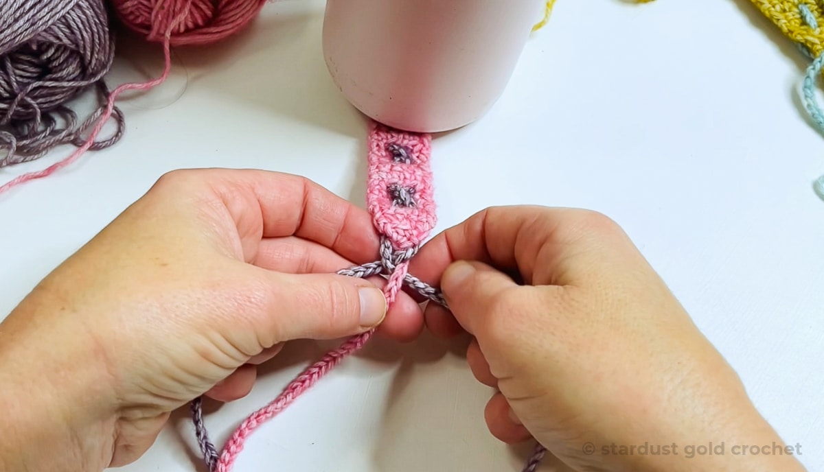 x marks the spot crochet bookmark tutorial braiding the tails