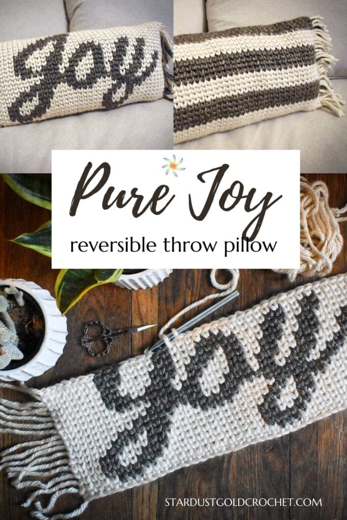 Joy Crochet Throw Pillow Pattern Pin