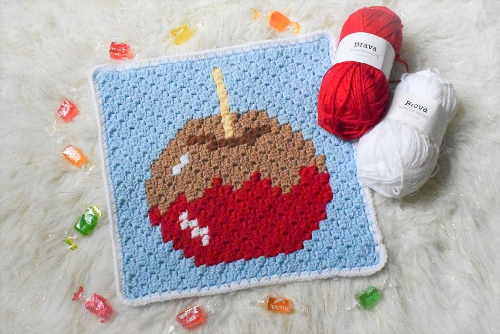 C2C Candy Apple Crochet Blanket Square-03