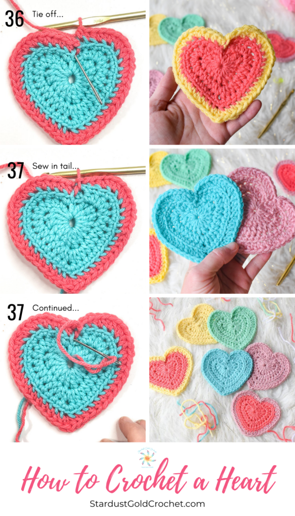 Easy Crochet Heart Pattern - Stardust Gold Crochet