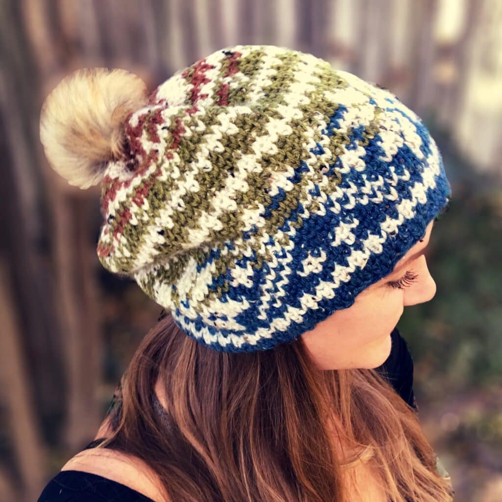 Fair Isle Crochet Beanie - free pattern + video tutorial - For The