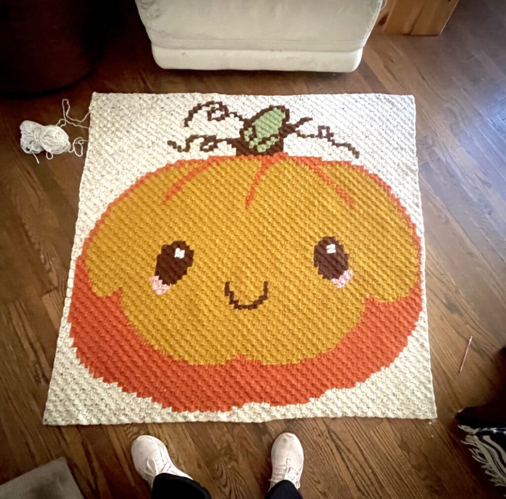 Kawaii Pumpkin Crochet C2C Pattern