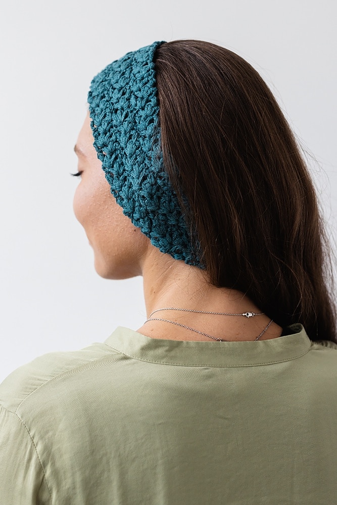 Lotus Headband Free Crochet Pattern back view