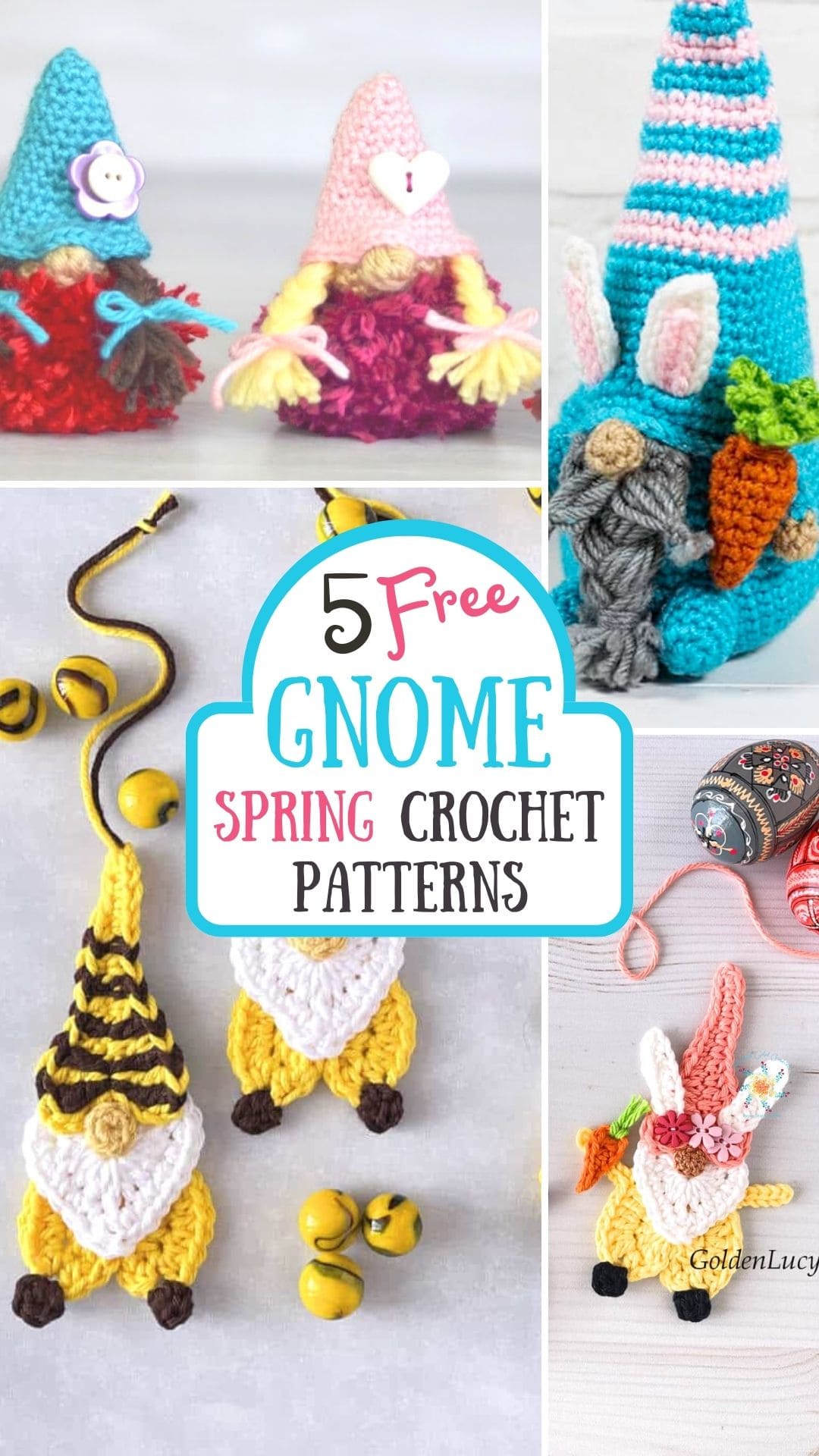 These 5 adorable spring crochet gnome patterns are a perfect way to spruce up the Easter basket this year!  Or make them for the kiddos!