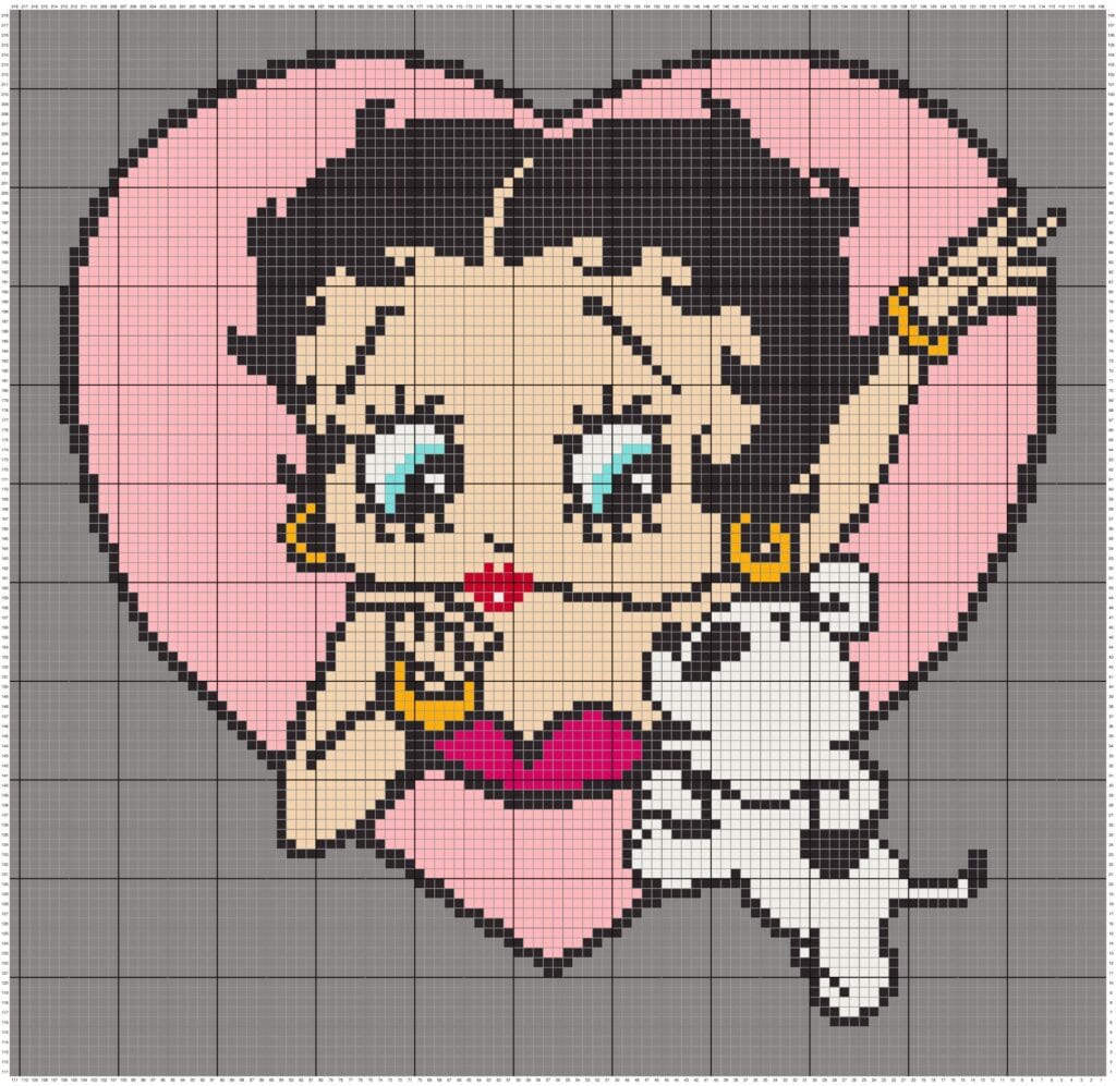 C2C Betty Boop Heart 108 x 111 Crochet Pattern
