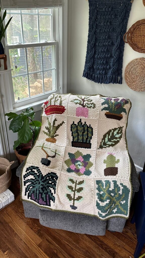 Plants with Yarn C2C Blanket