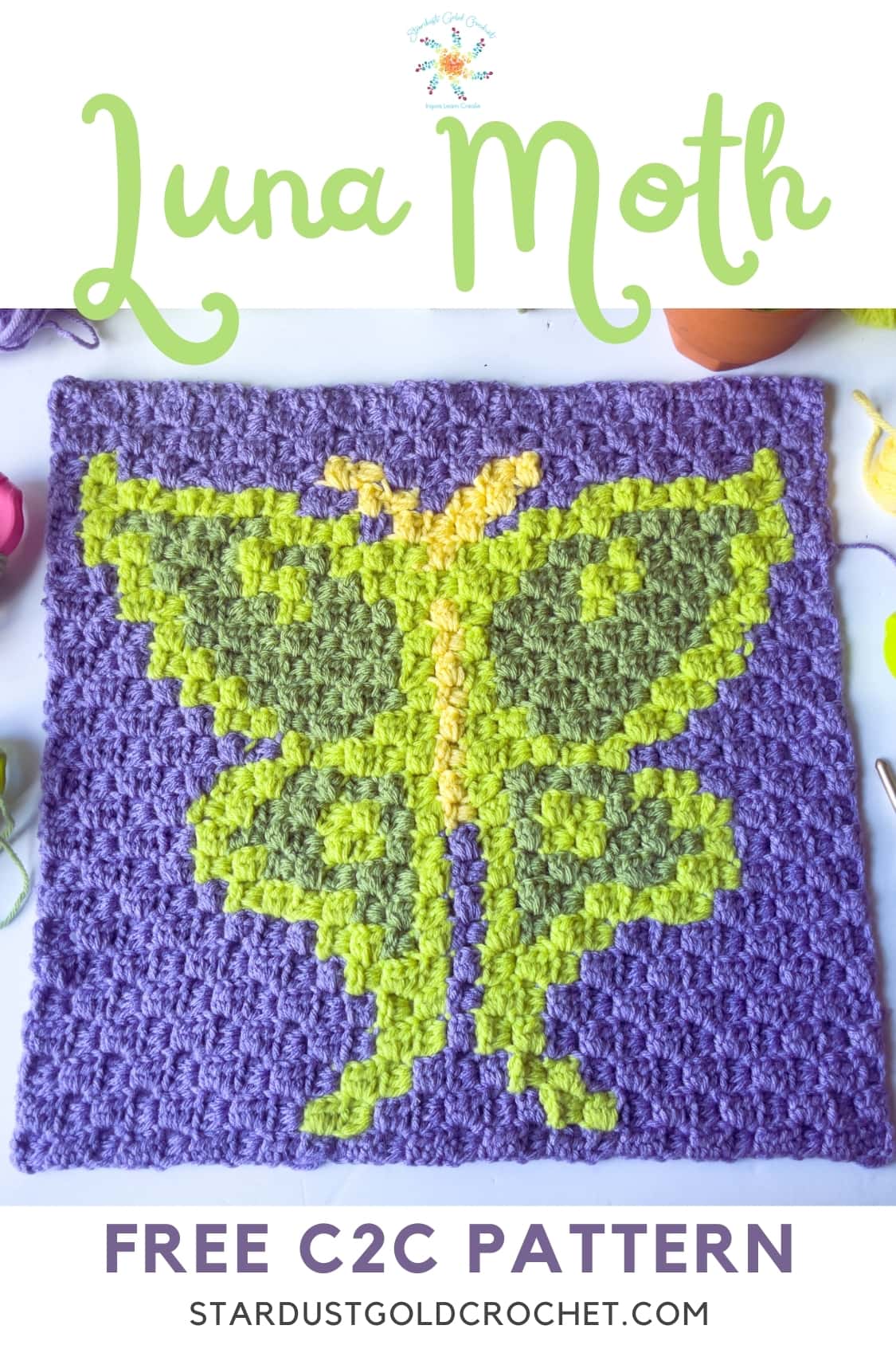 Luna Moth C2C Crochet Pattern