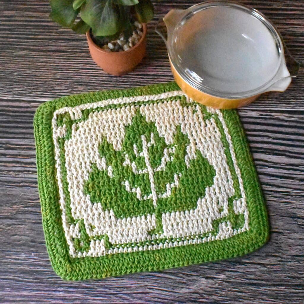 Maple Leaf Mosaic Crochet Trivet (10)