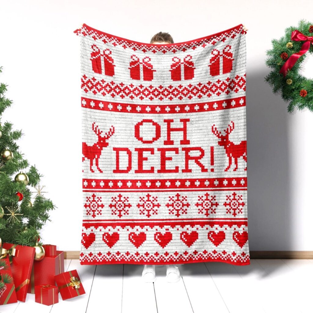 Oh Deer Crochet Christmas Blanket