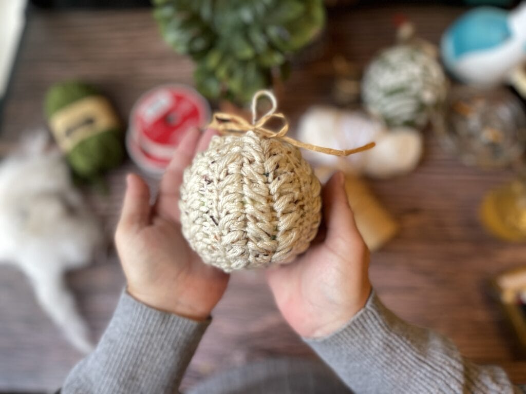 rustic tweed crochet ornament