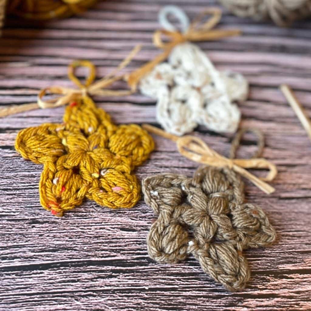 Rustic star crochet ornament.