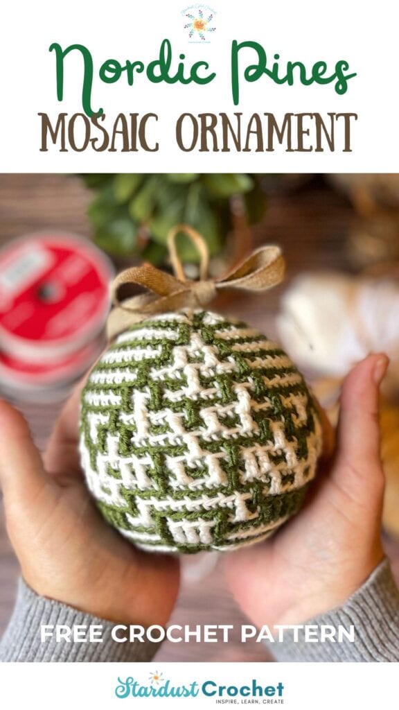 Nordic Pines Mosaic Crochet Christmas Ornament Pine Tree