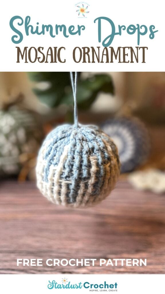 Shimmer Drops Icy Mosaic Crochet Ornament Pin