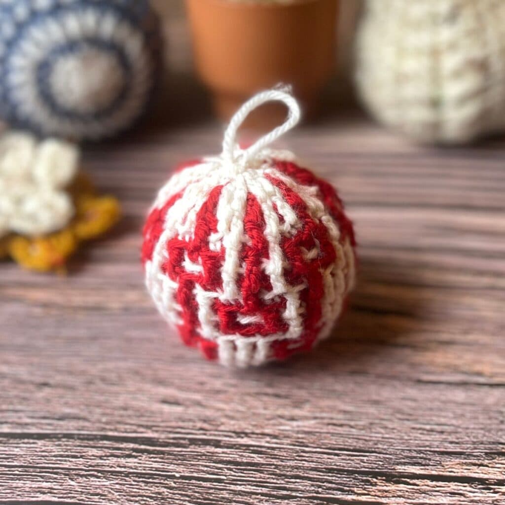 Vintage Nordic Mosaic Crochet Christmas Ornament Pattern