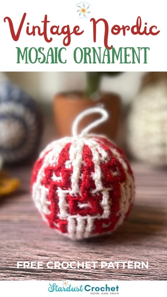 Vintage Nordic Mosaic Crochet Ornament
