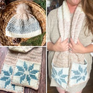 Winter whispers scorched scarf and beanie (7)