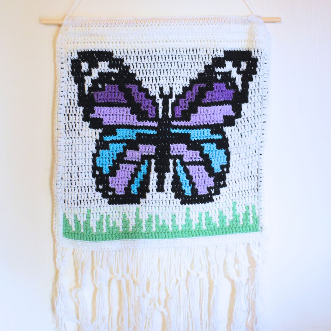Butterfly Mosaic Crochet Wall Hanging (3)