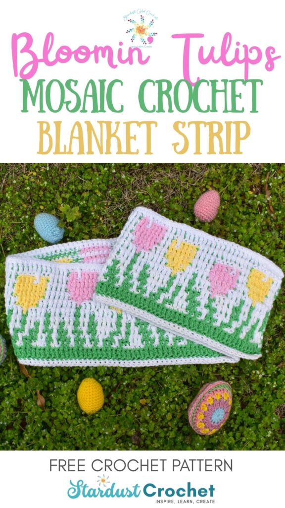 Bloomin' Tulips Mosaic Crochet Blanket Strip