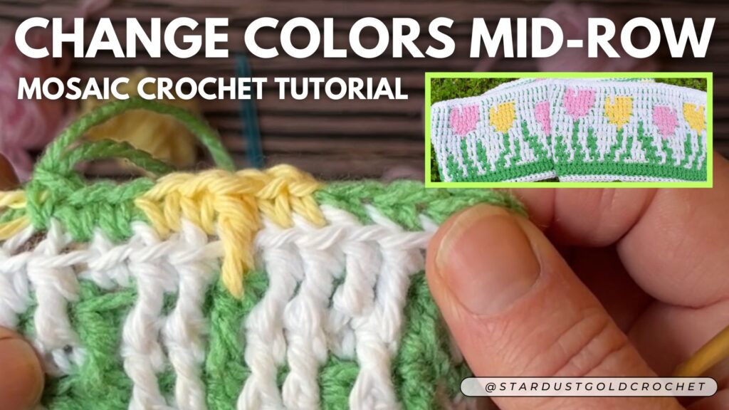Change colors mid-row in mosaic crochet