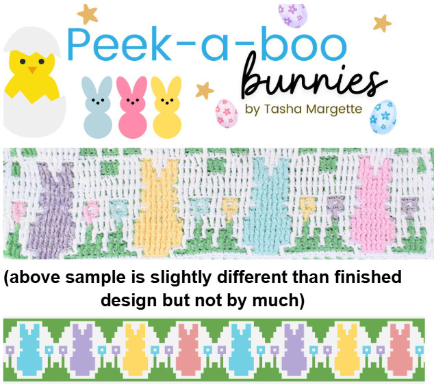Peek a boo bunnies mosaic crochet pattern sample