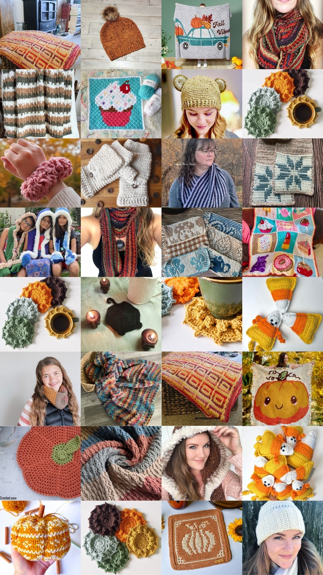 Collage free fall and winter crochet patterns blog hop